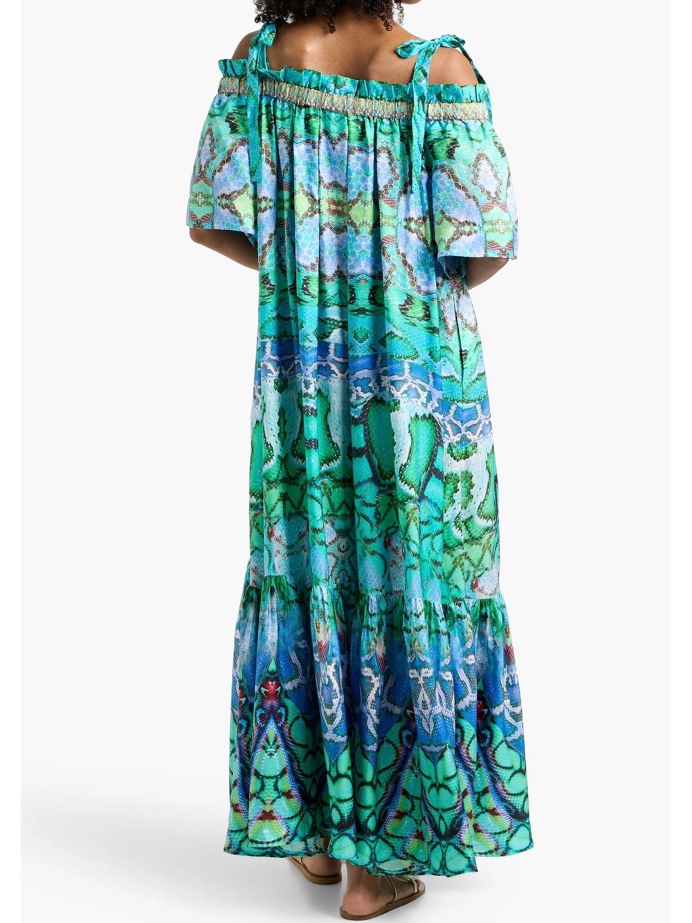Camilla Turquoise & Blue Cold-Shoulder Maxi Dress - Picture 3 of 6